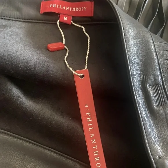 N:Philanthropy Women Black Faux Leather Fringe Skirt M new with tags - Picture 6 of 6